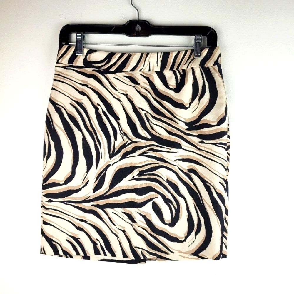 Ann Taylor LOFT animal print ivory tan black lined pencil skirt lady suit NWT 4P